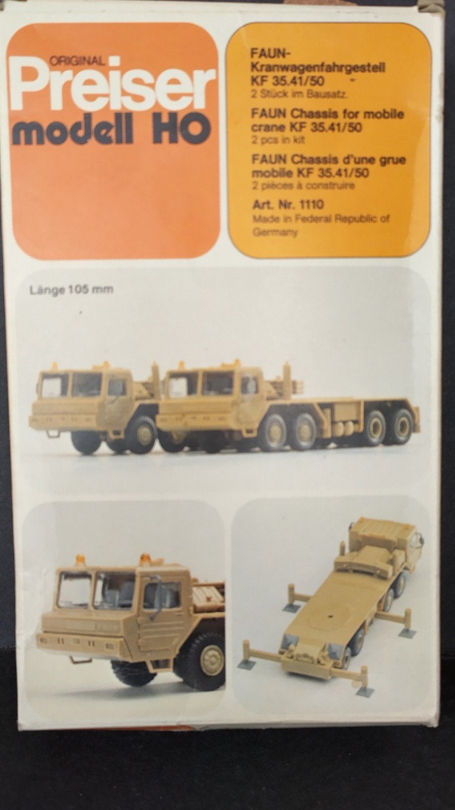 Faun chassis kraan wagen onderstel 2x  1:87 preiser Pol, Hobby en Vrije tijd, Overige merken, Preiser, 1:50 of kleiner, Auto