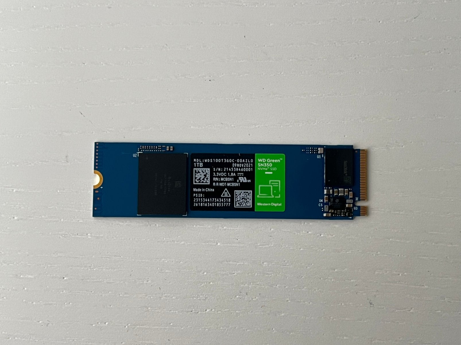 NVMe M2 SSD 1Tb Western Digital Green, Computers en Software, Harde schijven, Intern, SSD, Ophalen of Verzenden, Zo goed als nieuw