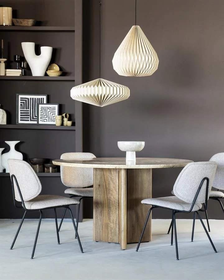 Eleonora Eettafel Sara showroommodel Ø130 Travertin, Huis en Inrichting, 100 tot 150 cm, Rond, Vier personen, Modern, landelijk of Japandi interieur