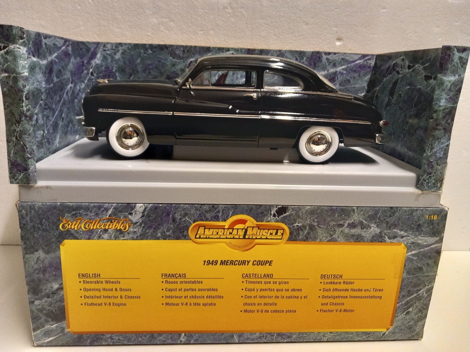 Mercury Coupe 1949 pianozwart ERTL 1:18 KRD, Hobby en Vrije tijd, Ophalen of Verzenden, Zo goed als nieuw, Auto, ERTL