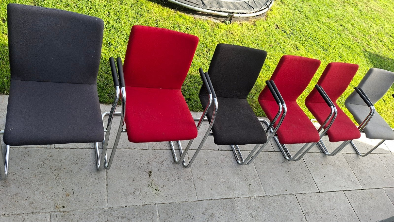 Gratis - Set van 6 moderne Lande Ray stoelen in diverse kleu, Ophalen, Gebruikt, Overige kleuren, Metaal