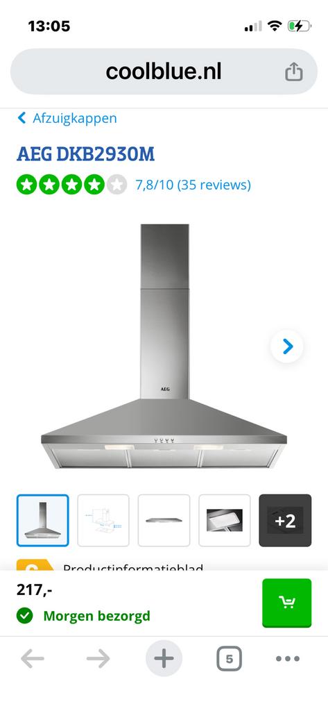 Afzuigkap 90 cm AEG nieuw in doos, Ophalen of Verzenden, Zo goed als nieuw, Wandschouwkap