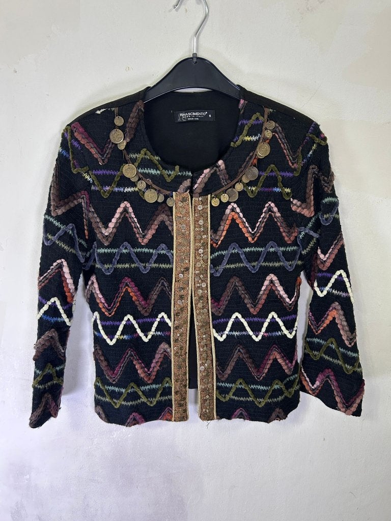 Rinascimento Dolce Vita boho jasje zwart geborduurd S 36, Zwart, Rinascimento, Ophalen of Verzenden, Zo goed als nieuw