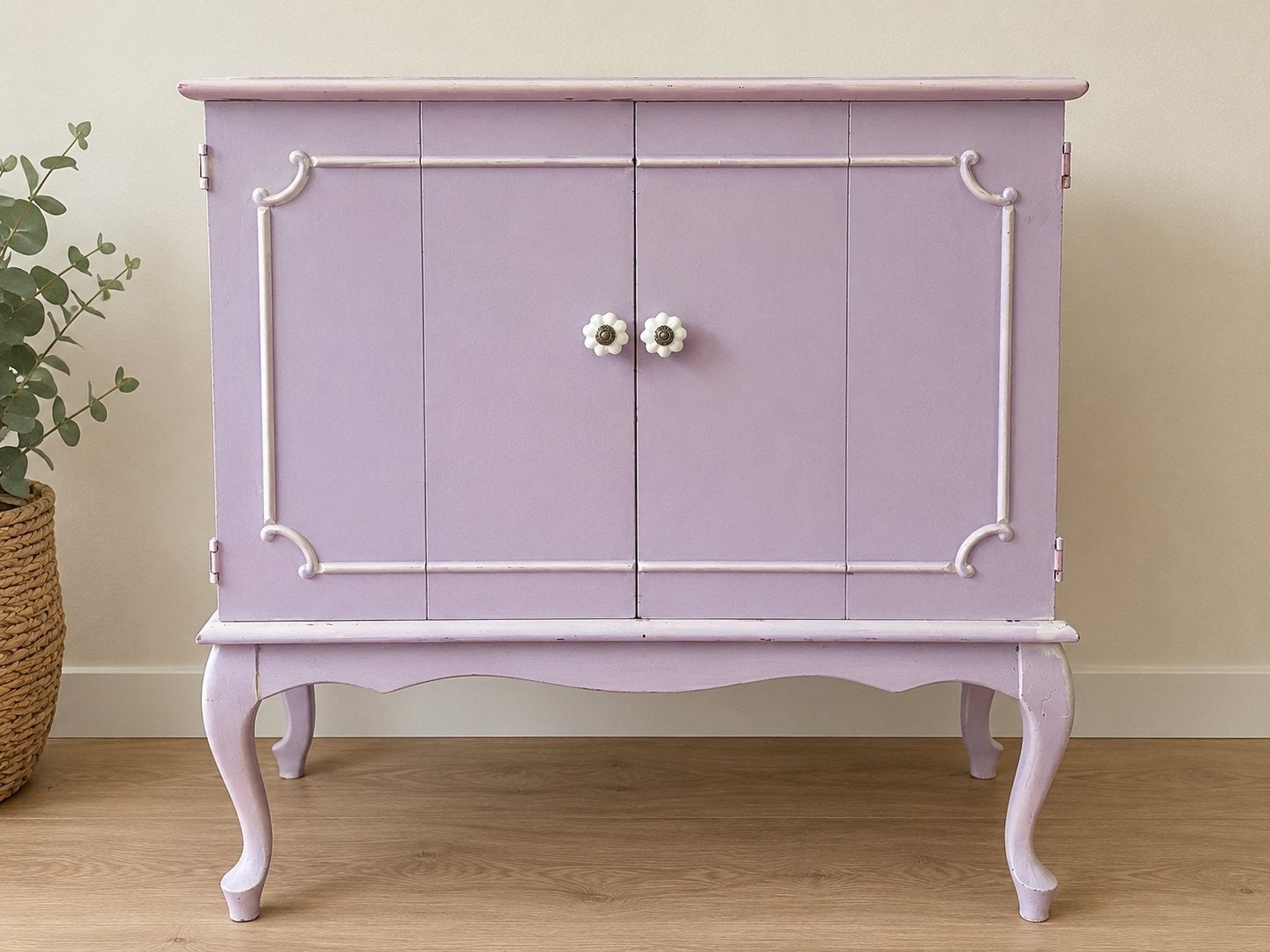 Vintage roze tv kastje / dressoir, Antiek en Kunst, Ophalen