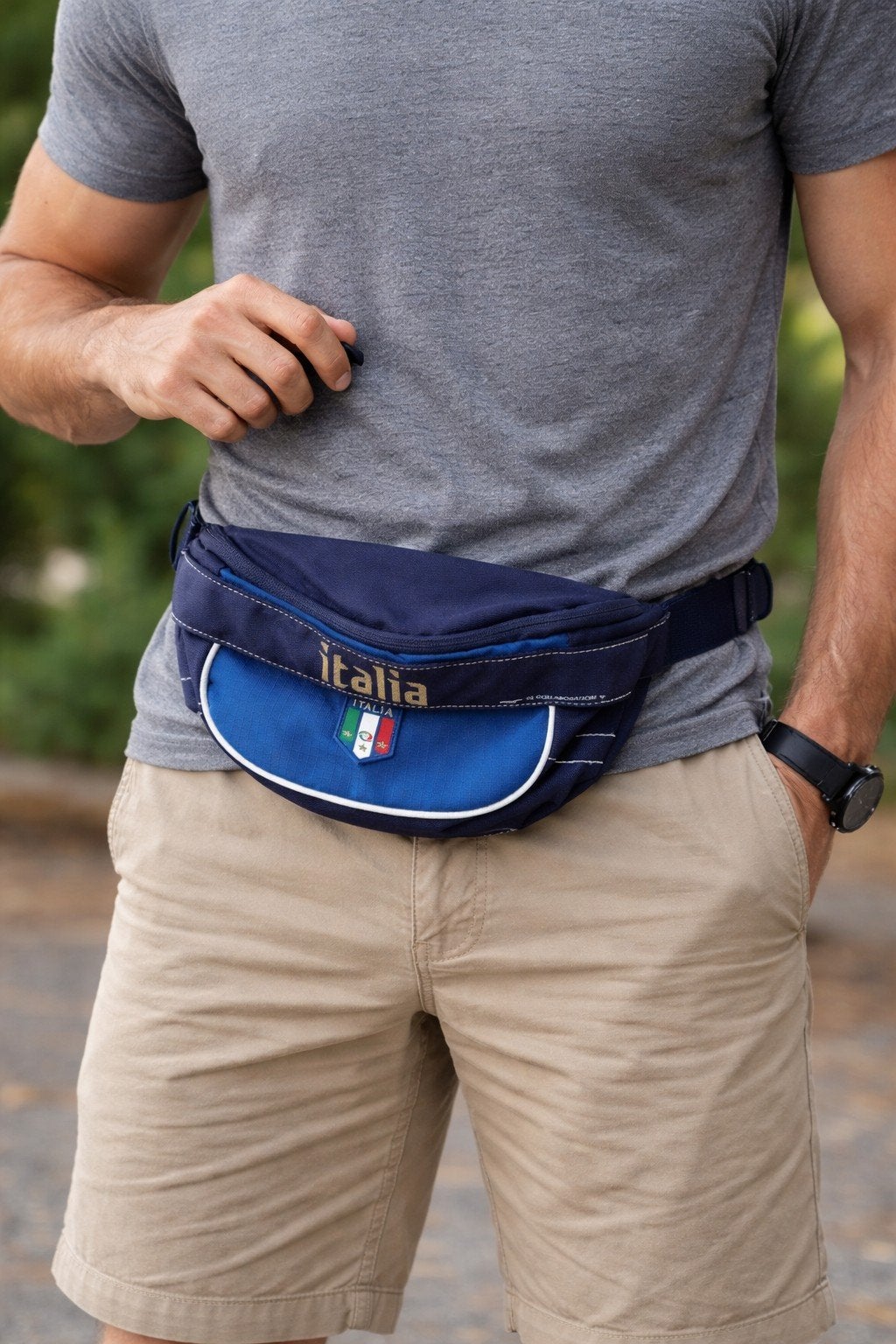 Italia heuptas / fanny pack, 40 tot 60 cm, Gebruikt, Blauw, Minder dan 35 cm