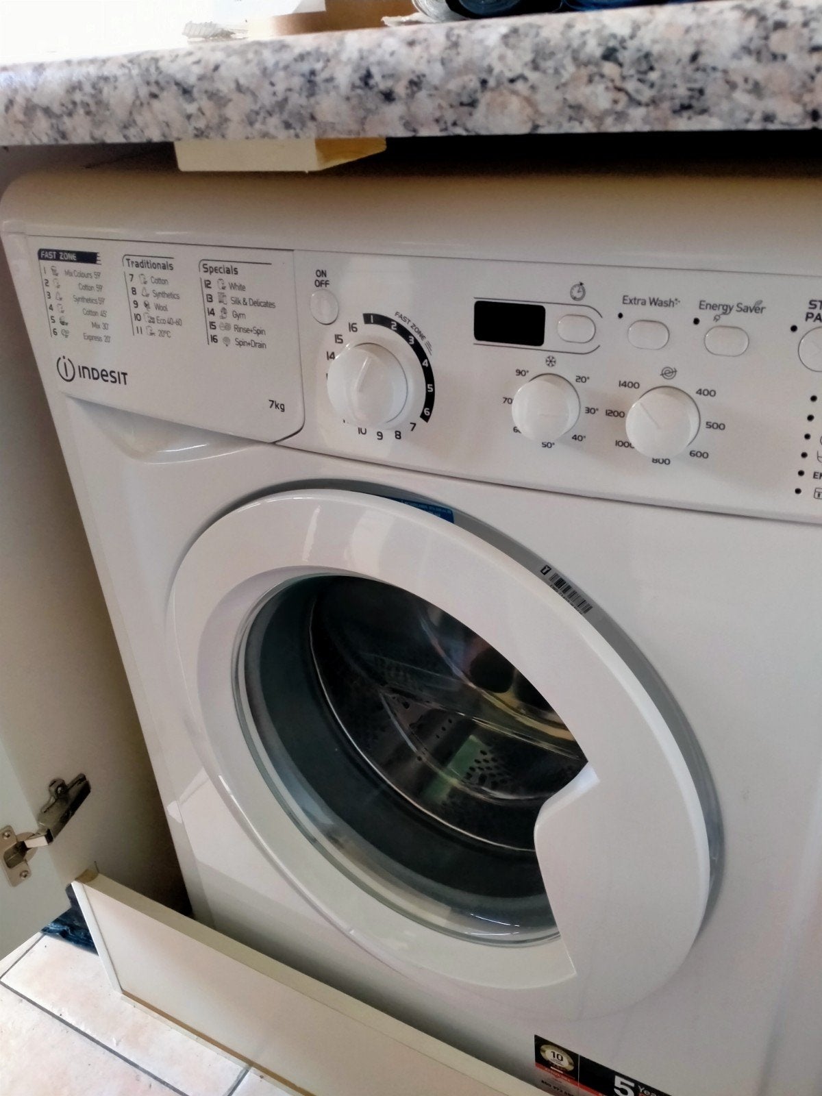 Indesit Wasmachine 7kg - Voorlader met diverse programma's, Witgoed en Apparatuur, 6 tot 8 kg, Ophalen of Verzenden, 1200 tot 1600 toeren