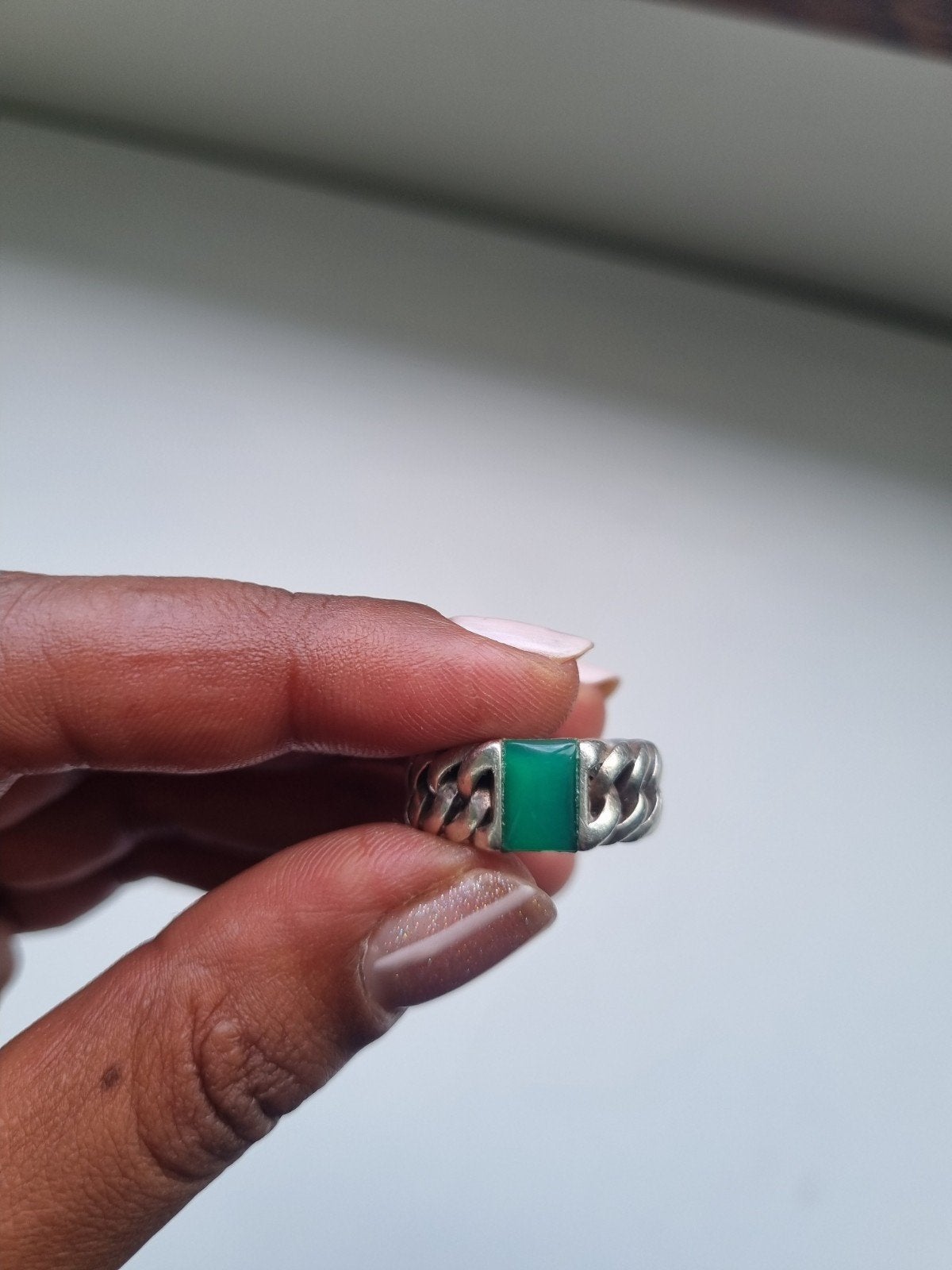 groene buddha to buddha ring maat 17, Gebruikt, Ophalen of Verzenden, 17 tot 18, Met edelsteen