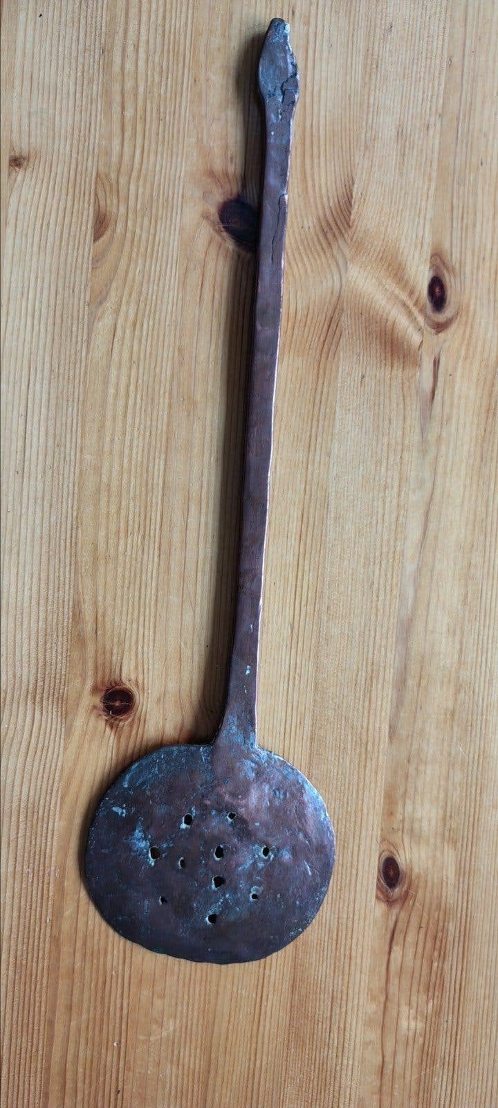 Oude Koperen Schuimspaan - 50 cm, Ophalen, Koper