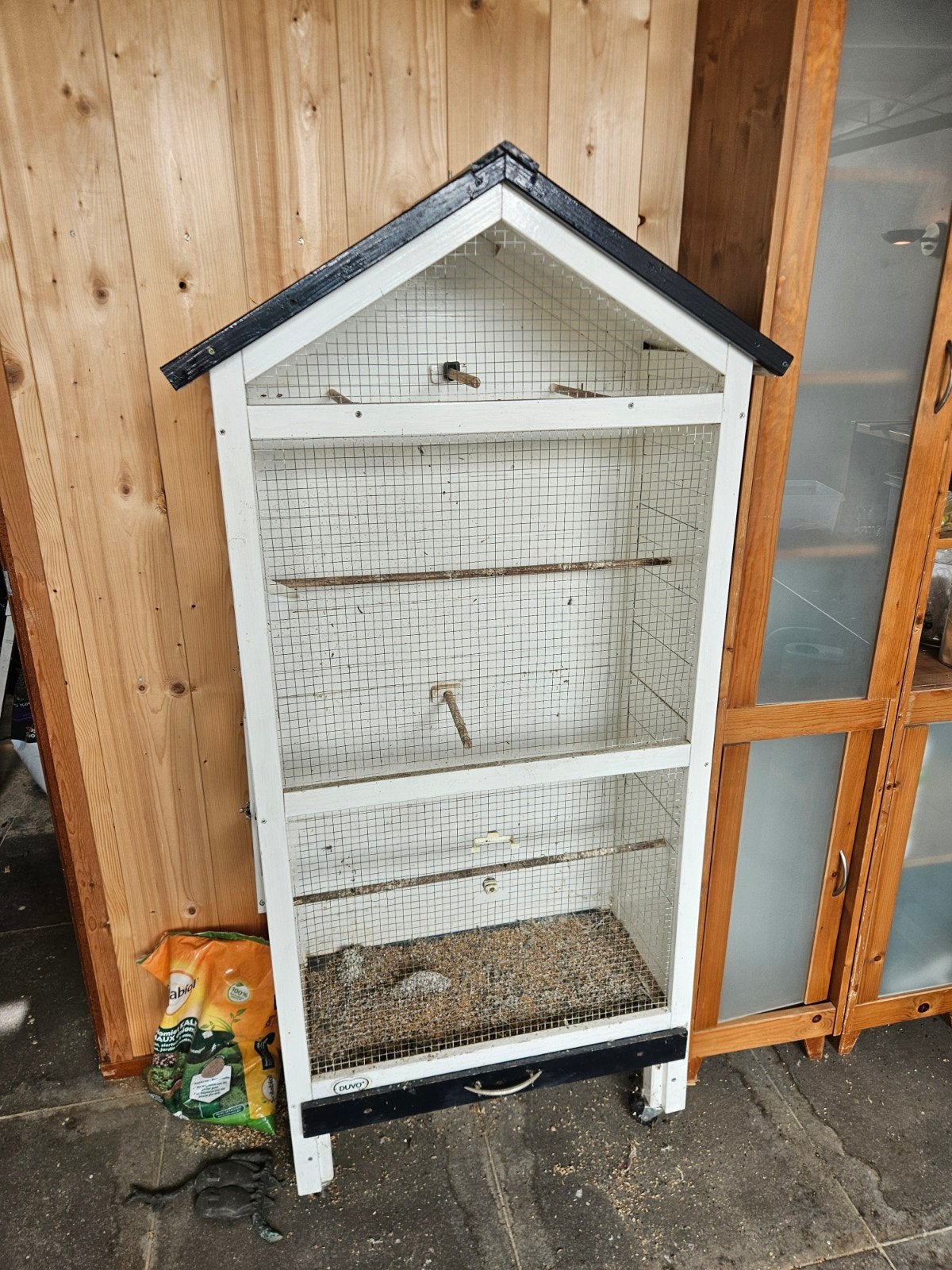 Vogelvitrine op wieltjes, Ophalen, Hout, Vogelkooi