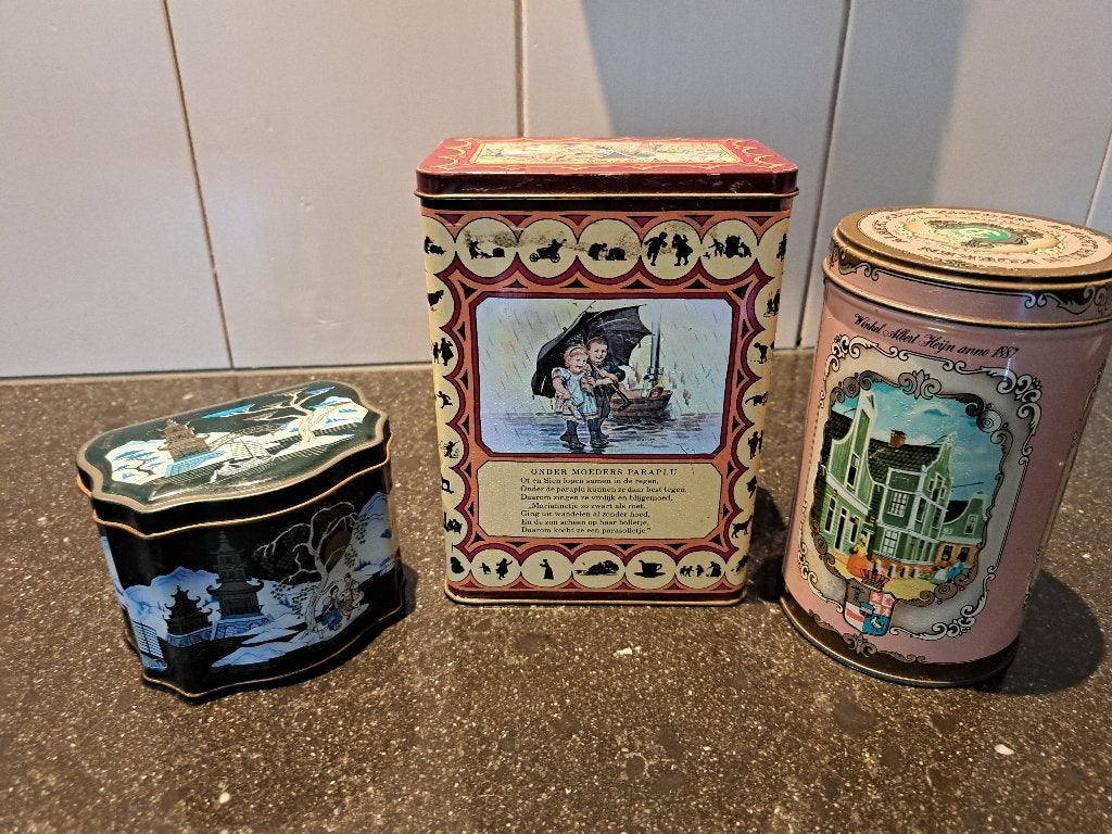 te koop: vrolijk uitziende blikjes, Ophalen of Verzenden, Gebruikt, Overige, Overige merken