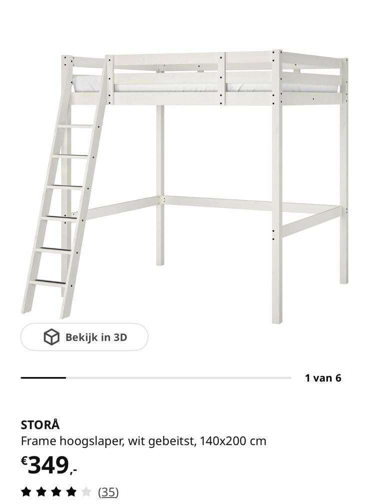 Stora ikea hoogslaper, Ophalen, Gebruikt, Hoogslaper, Tweepersoons