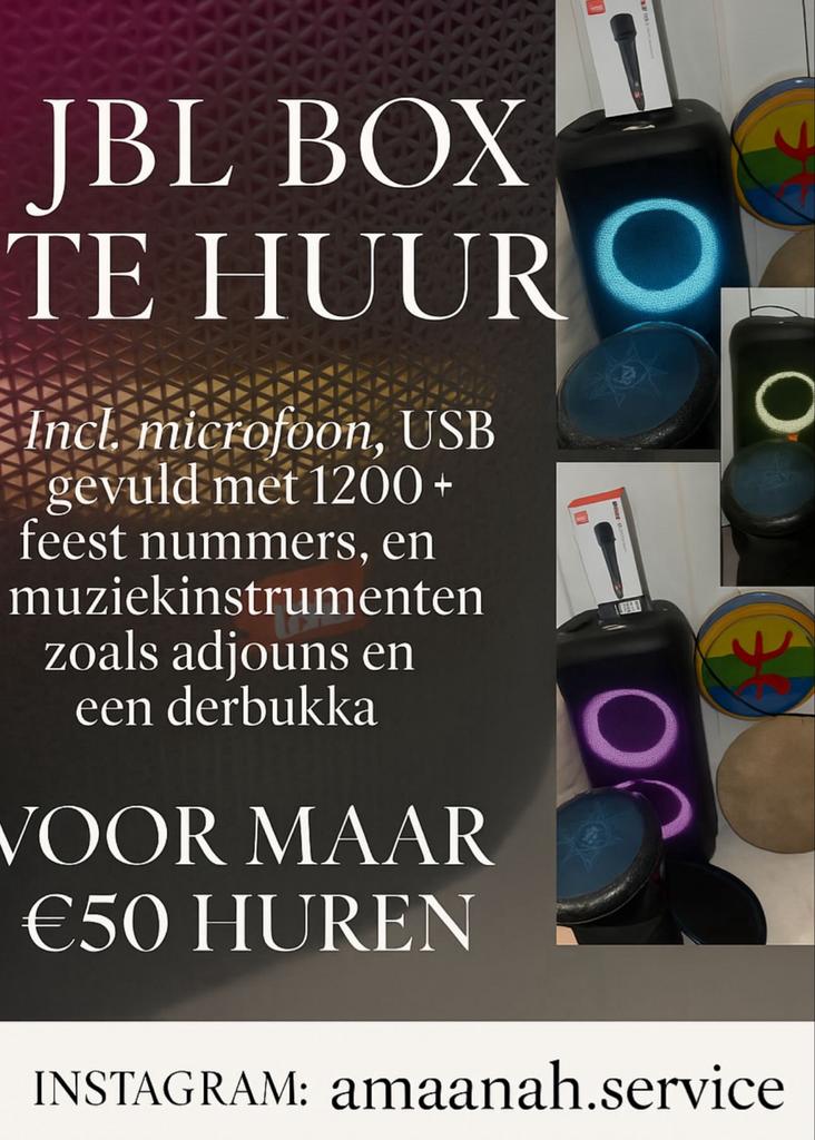 JBL PartyBox te huur - Maak van elk feest een knaller!, Ophalen of Verzenden, Zo goed als nieuw, Overige typen, JBL