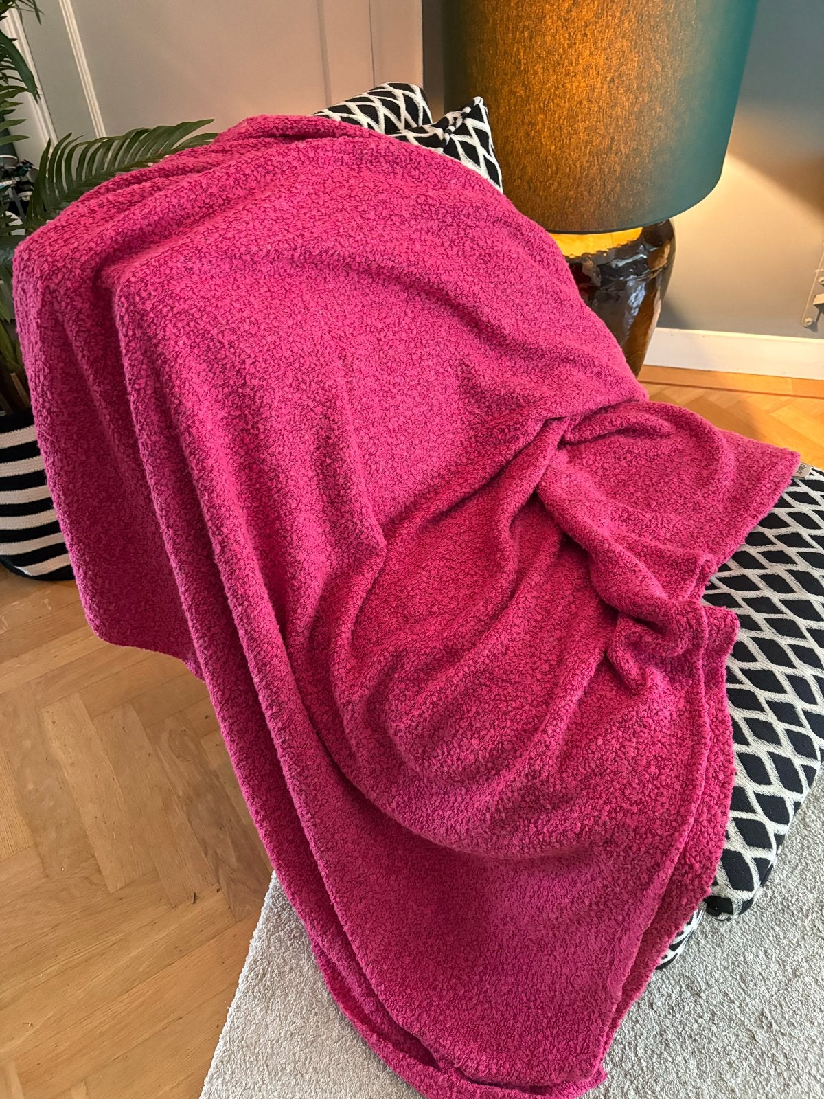 Claudi boucle plaid - fuchsia (150*200), Verzenden, Roze, 200 cm, 150 cm