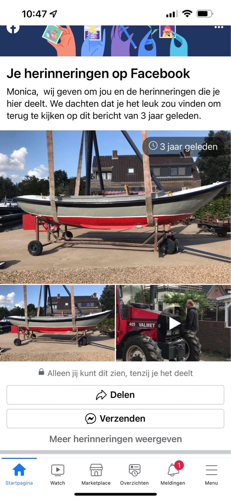 Mooie stalen geklonken vlet uit 1928, Gebruikt, Afdekzeil, Binnenboordmotor, Ophalen of Verzenden