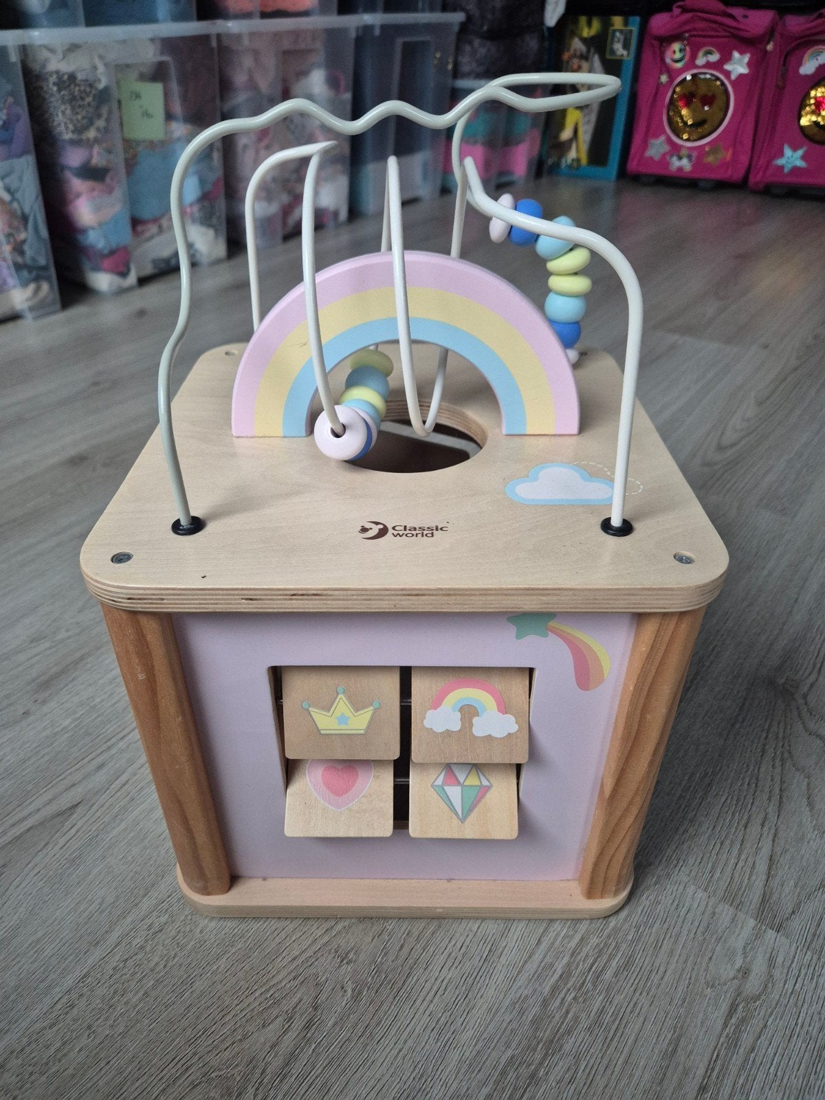 Classic World Houten Activiteitenkubus Regenboog, Ophalen, Zo goed als nieuw, Overige typen