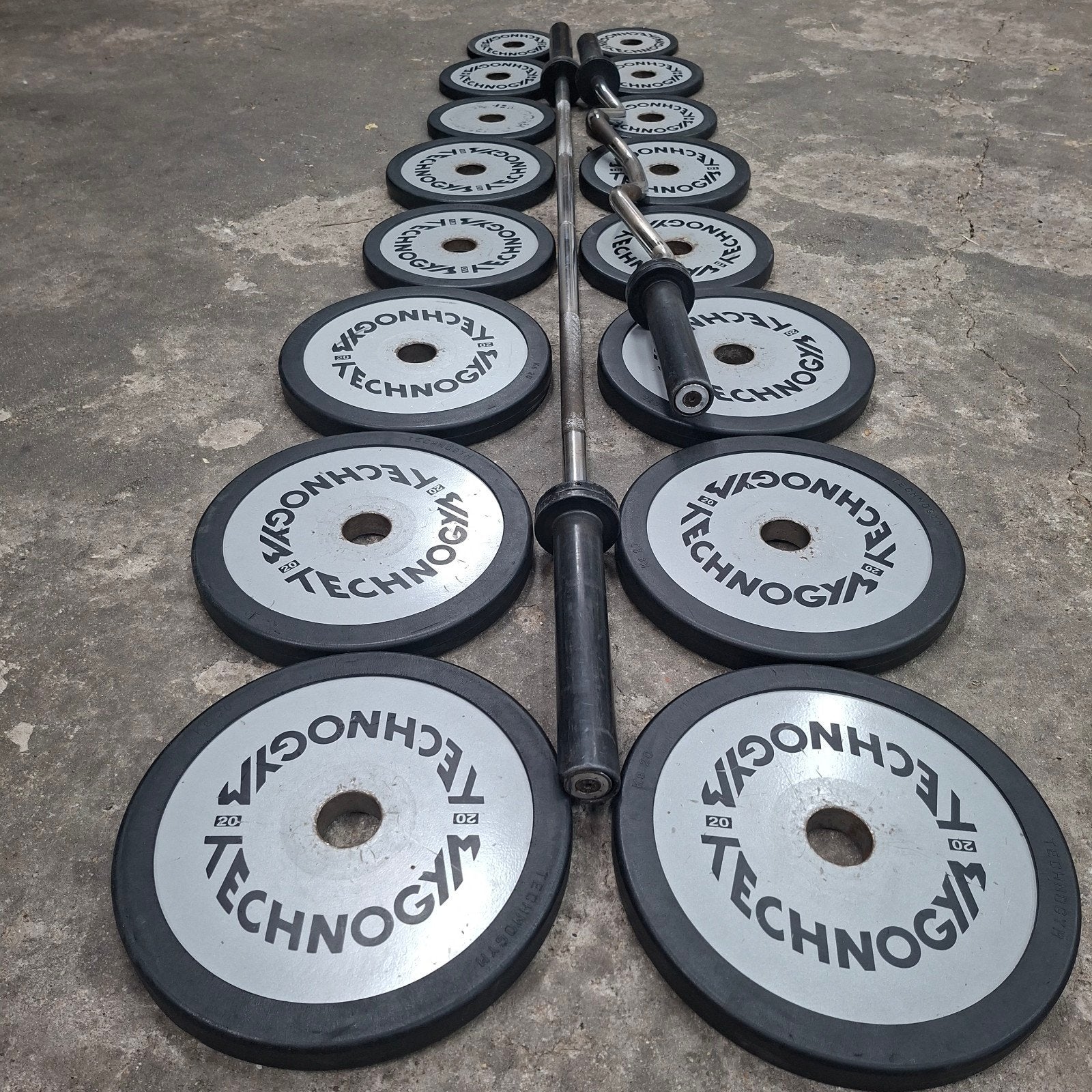 Technogym Olympische Gewichten + Technogym Barbells, Ophalen, Zo goed als nieuw, Overige typen