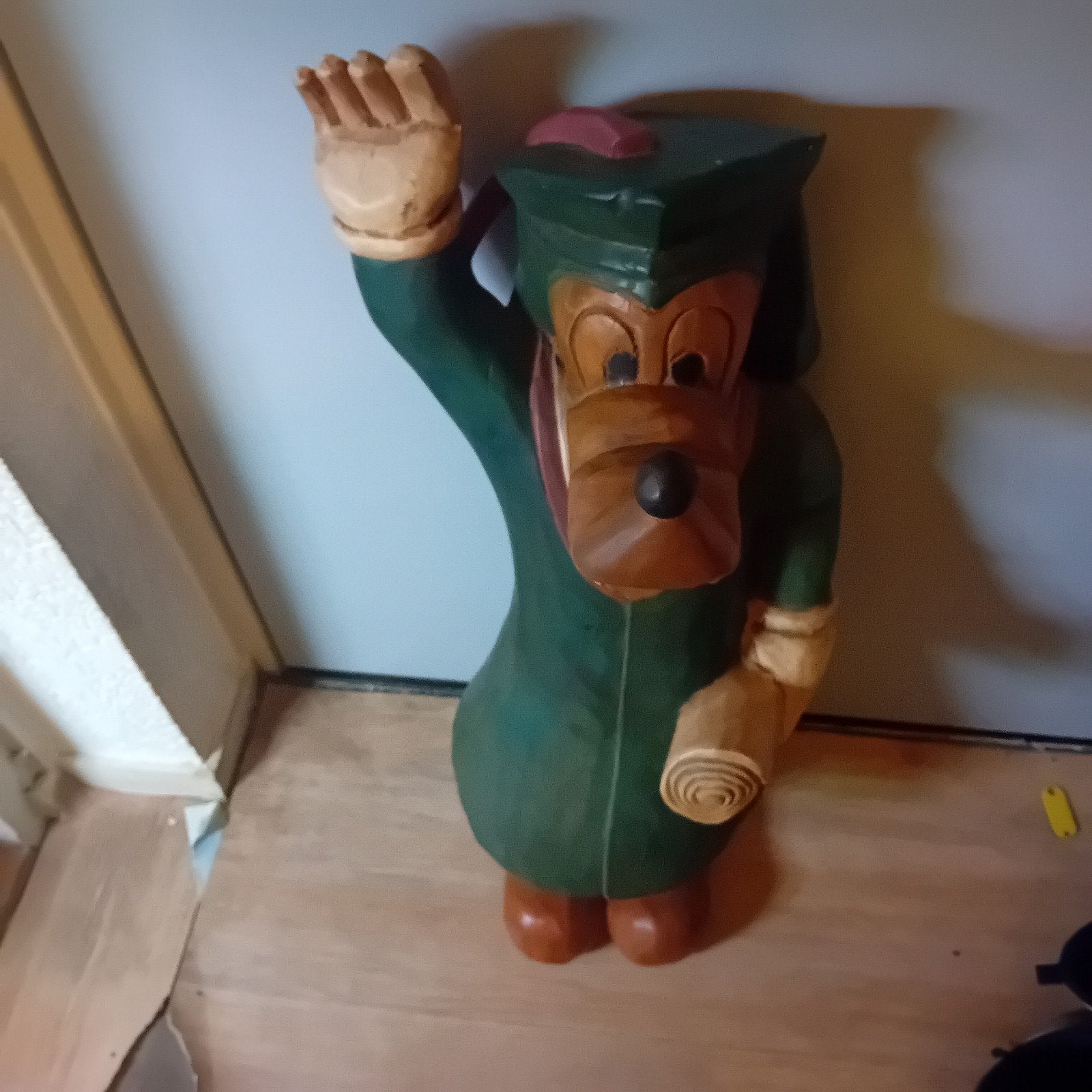 Houten Goofy beeld - Afstudeer Goofy, Ophalen of Verzenden, Gebruikt