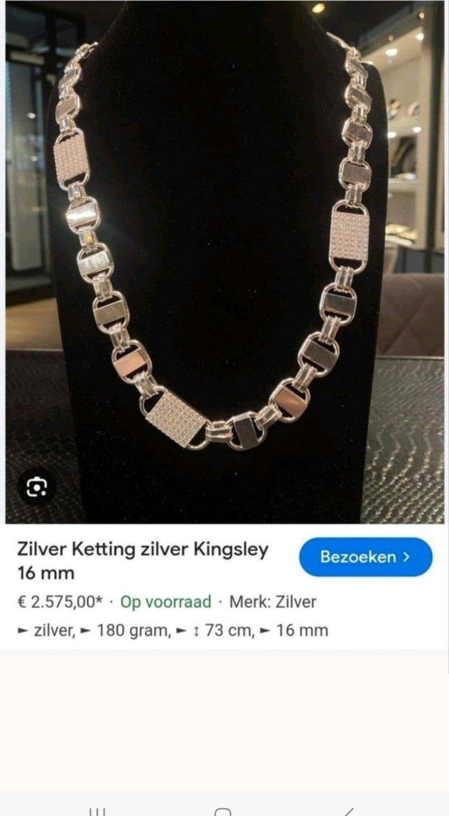konings schakel magnum met dubbel kant stenen, Ophalen of Verzenden, Zo goed als nieuw, Zilver, Zilver