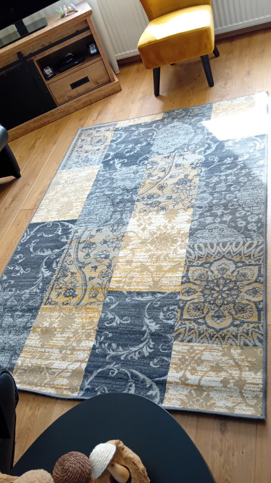 Vloerkleed 140x200 okergeel met grijs - Home en Living, Ophalen