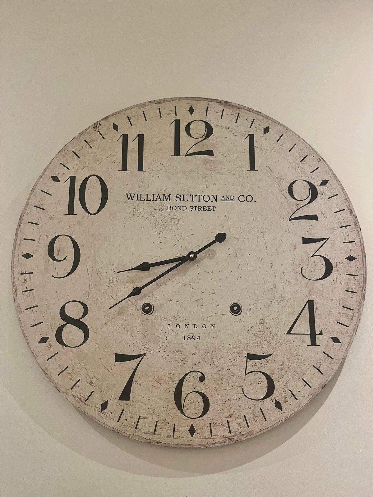 Grote wandklok 'William Sutton and Co. Bond Street', Ophalen