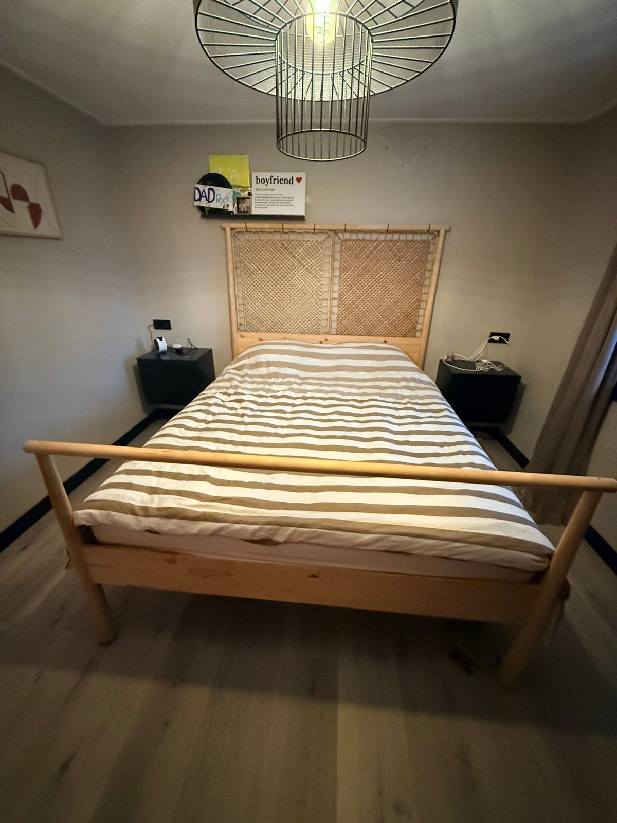2- persoons bedombouw, Scandinavische stijl (160x200), Ophalen, Gebruikt, Beige, Tweepersoons