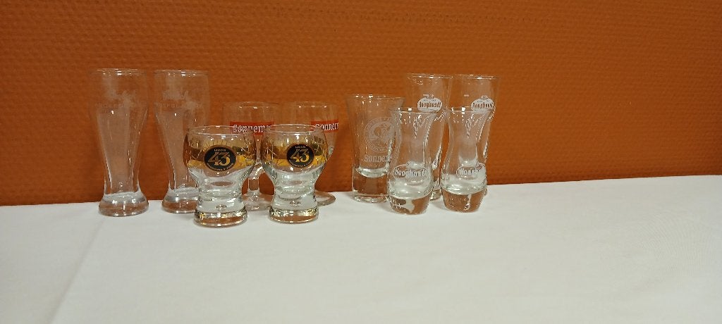 11 shotglazen, Ophalen of Verzenden, Gebruikt, Borrel- of Shotglas