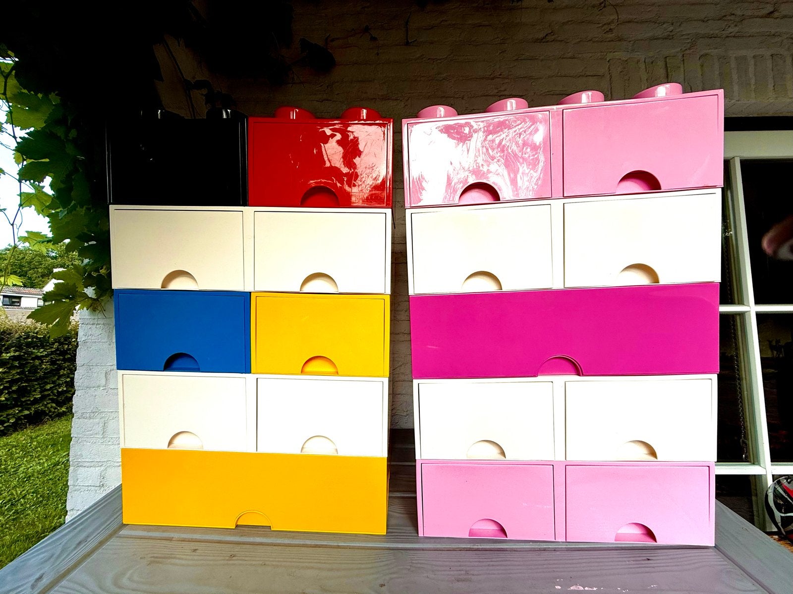 Lego Opbergboxen met lades - roze, wit, zwart, rood, geel, Kinderen en Baby's, Ophalen, Gebruikt, Overige typen, Lego