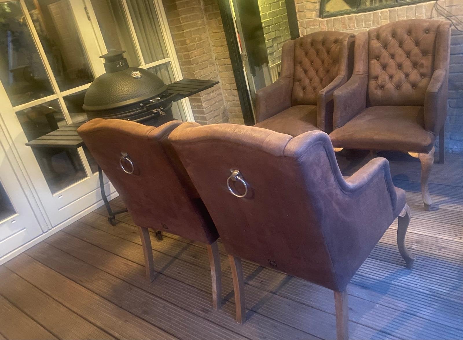 Set van 4 bruine kasteel stoelen - Atelier De Brocante Opkam, Ophalen, Gebruikt, Bruin, Vier