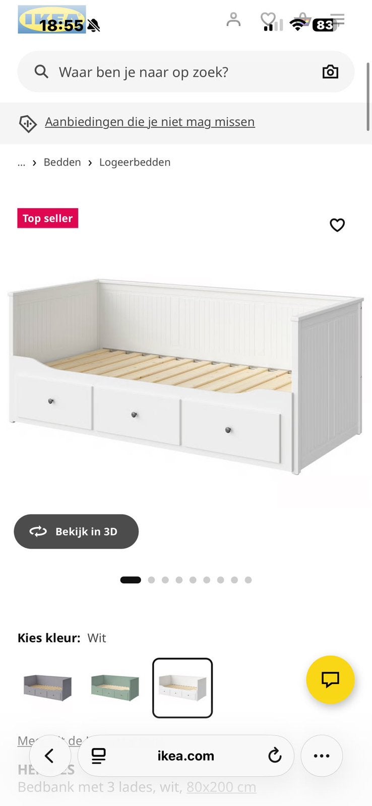 Wit 1 persoons bed, Ophalen, 90 cm, Eenpersoons, Wit