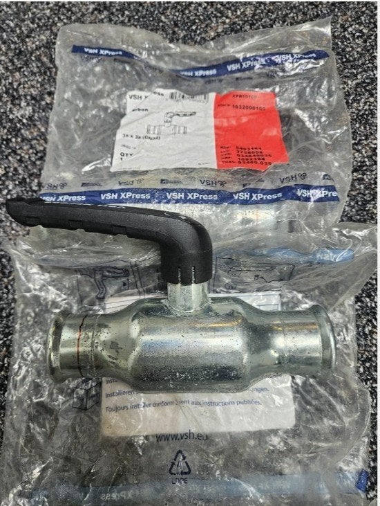 2x VSH XPRESS STAALVERZINKTE FULLFLOW KOGELKRAAN 35MM PERS, Ophalen of Verzenden, Nieuw, Minder dan 60 cm, Minder dan 30 cm