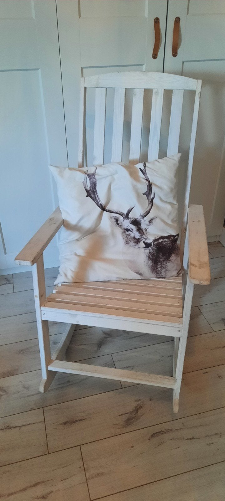 Witte schommelstoel van vurenhout, Ophalen, Wit, Eén