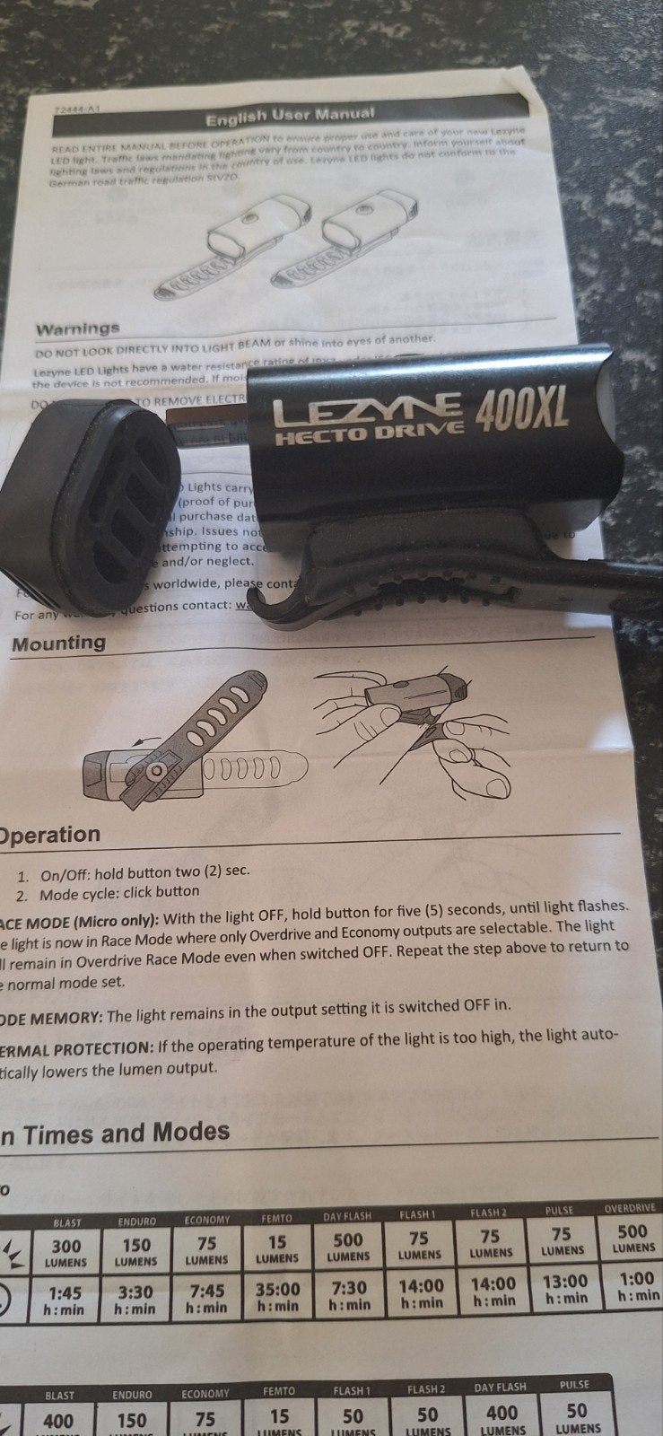 Lezyne Fietsmaatje 400XL Fietsvoorlicht, Voorlicht, Ophalen of Verzenden, Zo goed als nieuw, Oplaadbaar