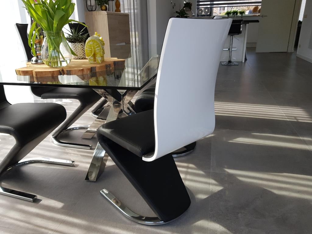 VOORAAD Hoogglans witte design eetkamerstoelen Sandor NIEUW, Huis en Inrichting, Stoelen, Zwart, Nieuw, Ophalen of Verzenden, Overige materialen