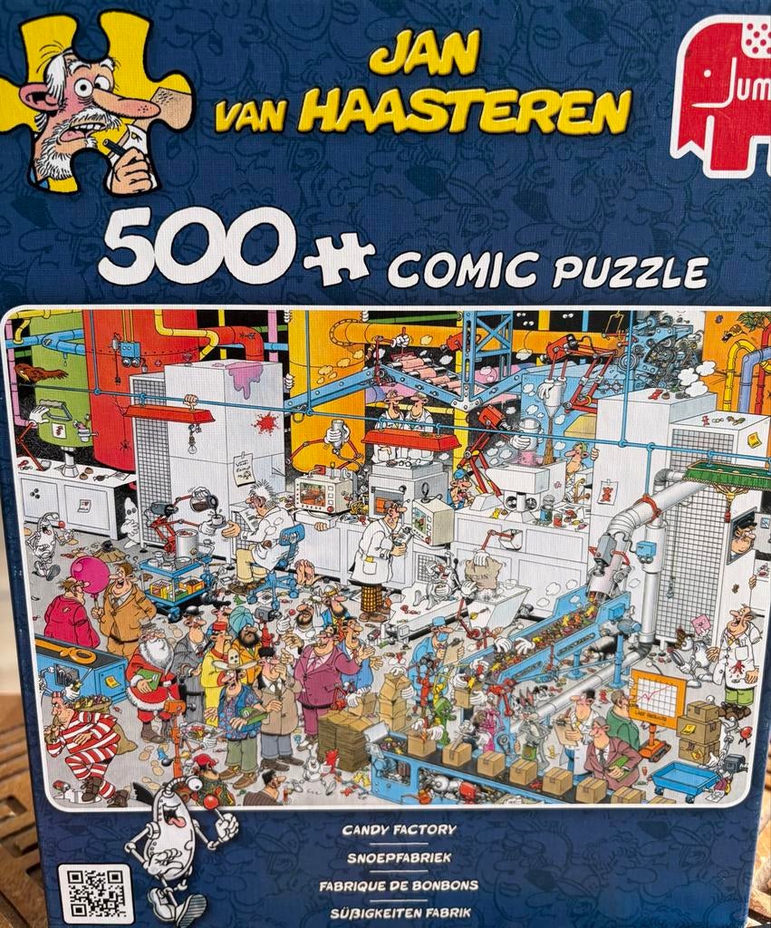 Jan van Haasteren Snoepfabriek puzzel 500+ stukjes, Ophalen of Verzenden, Minder dan 500 stukjes, Zo goed als nieuw, Legpuzzel