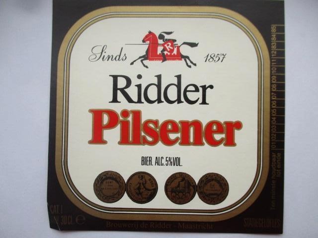 bieretiket Nederland 25-3 (2IJ) de ridder, Verzamelen, Biermerken, Ophalen of Verzenden, Nieuw, Overige typen, Overige merken