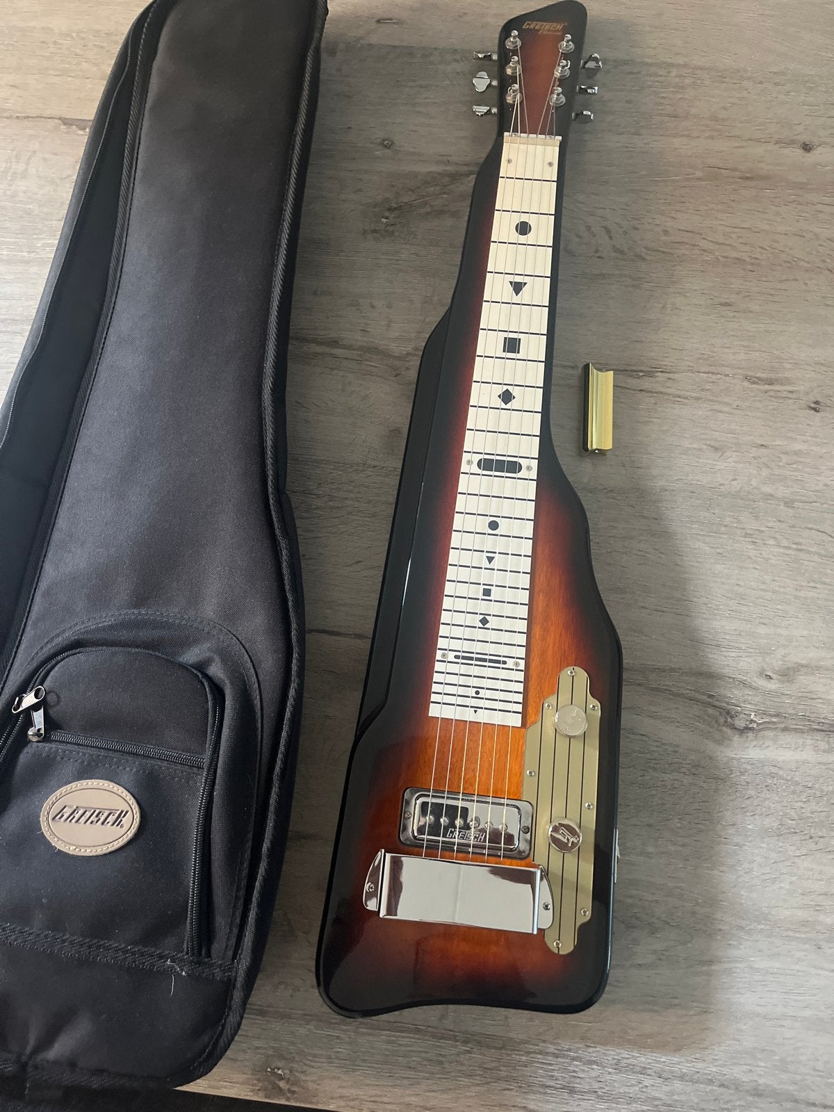 Gretsch Electromatic Lap Steel Gitaar met hoes, Ophalen of Verzenden, Zo goed als nieuw, Solid body, Overige merken