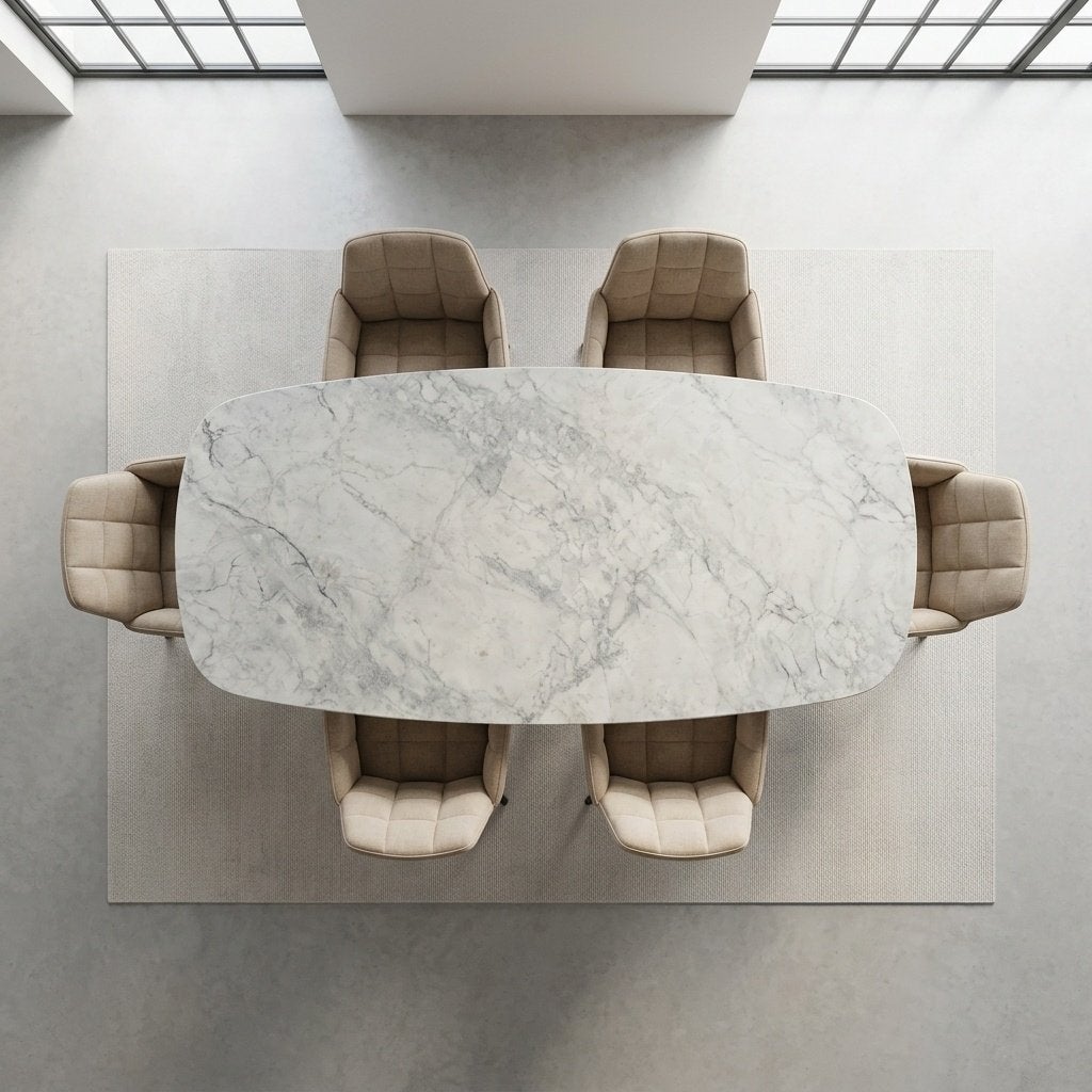 Deens Ovale Eettafel Carrara Kwartssteen 240x100 cm, Overige materialen, 100 tot 150 cm, Verzenden, Vijf personen of meer