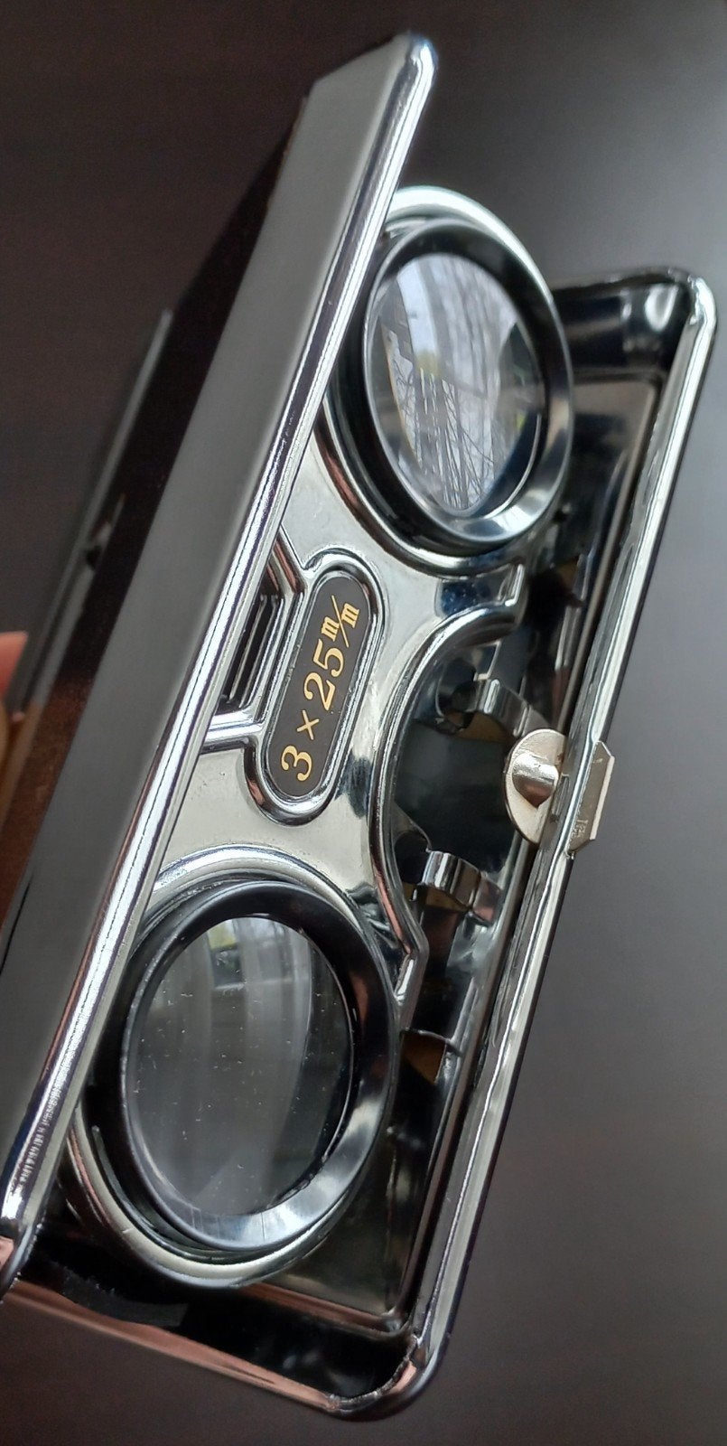 Vintage toneelkijker–compact 3x25mm(Japanse productie), Gebruikt, Ophalen of Verzenden, Met hoes of tas, Dakkant (recht)
