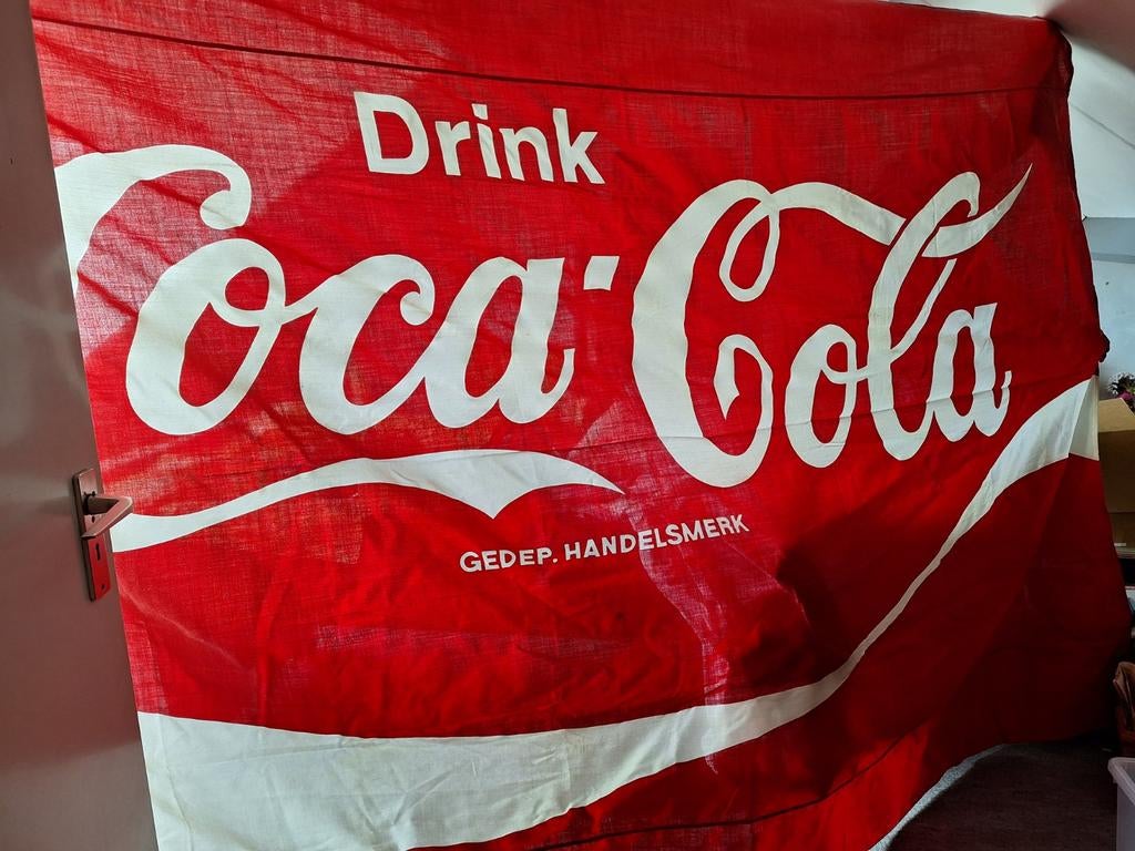 Coca Cola Vlag Vintage, Verzamelen, Merken en Reclamevoorwerpen, Ophalen of Verzenden, Gebruikt, Gebruiksvoorwerp