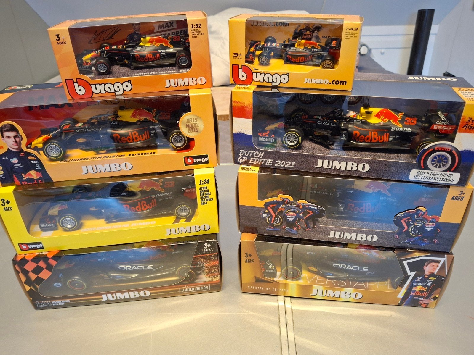 Komplete jumbo burago max Verstappen Inclusief de rb12, Ophalen, Nieuw, Auto, Bburago
