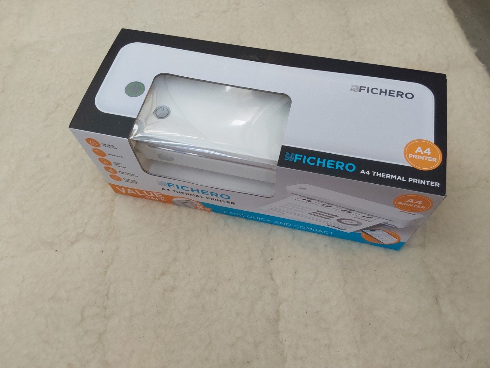 FICHERO A4 THERMISCHE PRINTER WIRELESS MET APP PORTABLE, Computers en Software, Printers, Ophalen of Verzenden, Nieuw