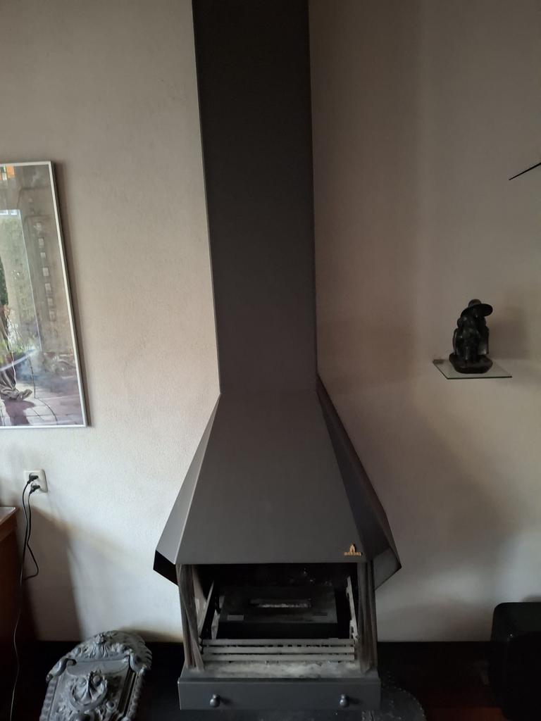 Barbas voorzethaard met antraciet kap – sfeervol & stijlvol, Ophalen of Verzenden, Gebruikt, Vrijstaande haard, Houthaard