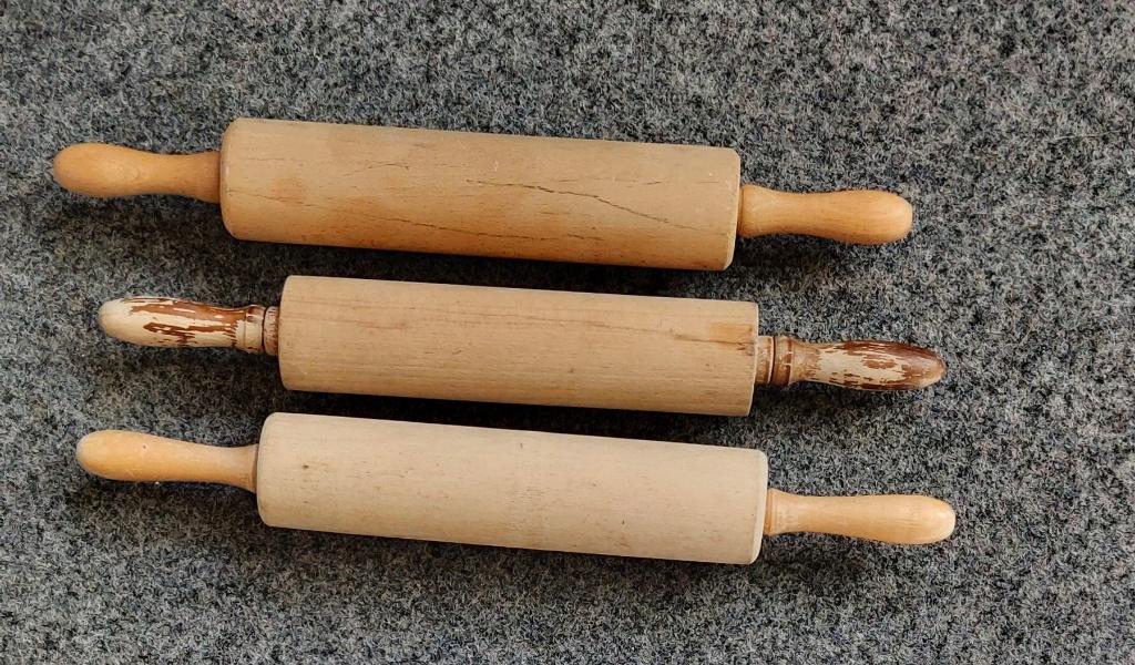 3 vintage deegrollers Voor decoratie of gebruik, Overige typen, Ophalen of Verzenden, Zo goed als nieuw, Hout