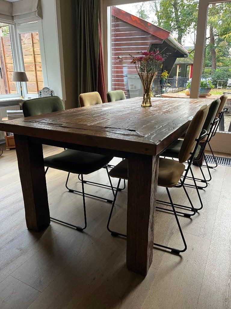 Robuuste eettafel voor 6-8 personen, Ophalen, Gebruikt, Landelijk & Rustiek, Eikenhout