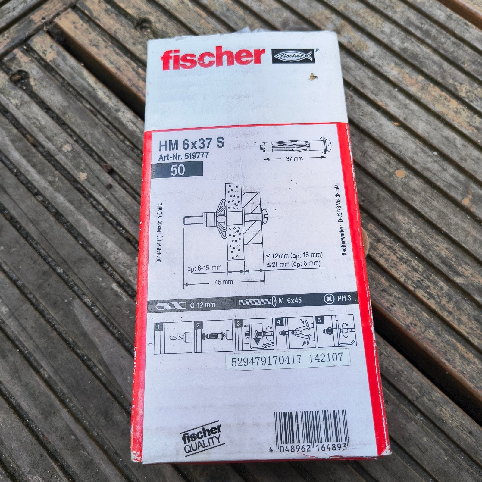 Fischer HM 6x37 S pluggen - 50 stuks, Ophalen of Verzenden, Nieuw, Minder dan 50 mm, Pluggen