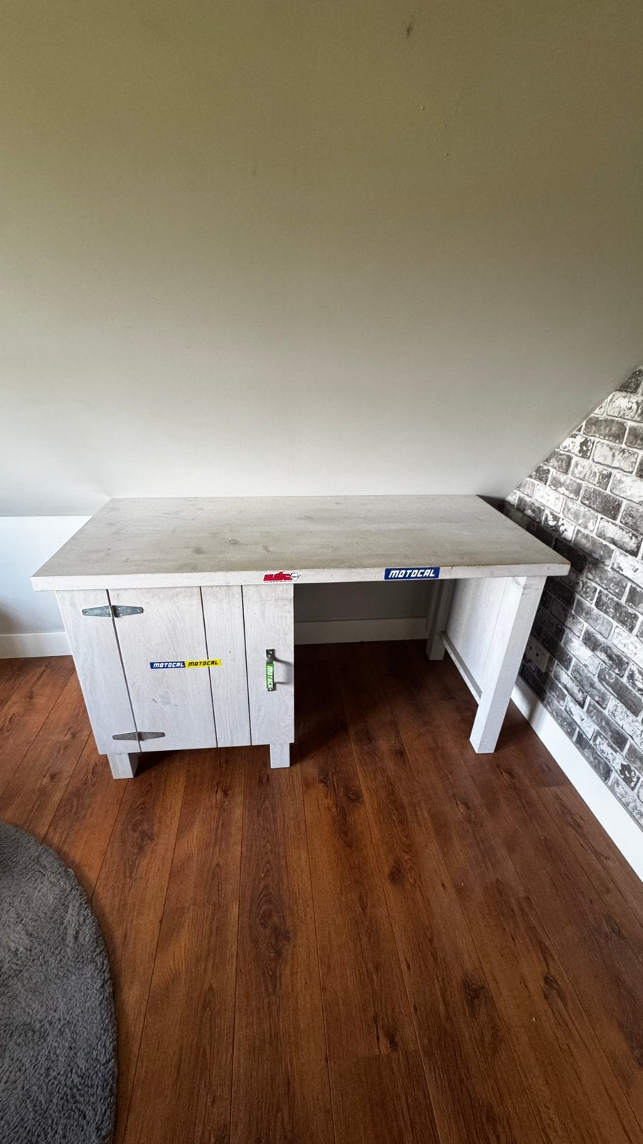 Houten stoer bureau, Ophalen, Gebruikt, Hout, 76 cm