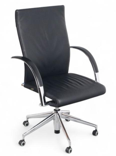 Ahrend 350 Luxe leren designer vergaderstoelen - voorraad, Ophalen, Zwart, Zo goed als nieuw, Bureaustoel