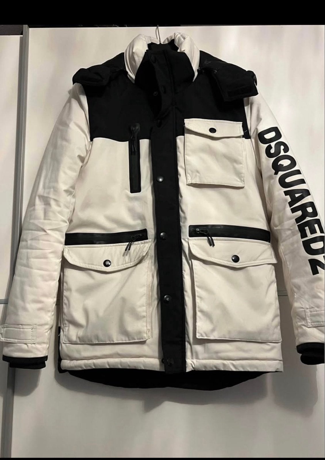 Dsquared2 Heren Winterjas Maat S - Zwart/Wit Ski Collectie, Ophalen of Verzenden, Zo goed als nieuw, Maat 46 (S) of kleiner, Wit