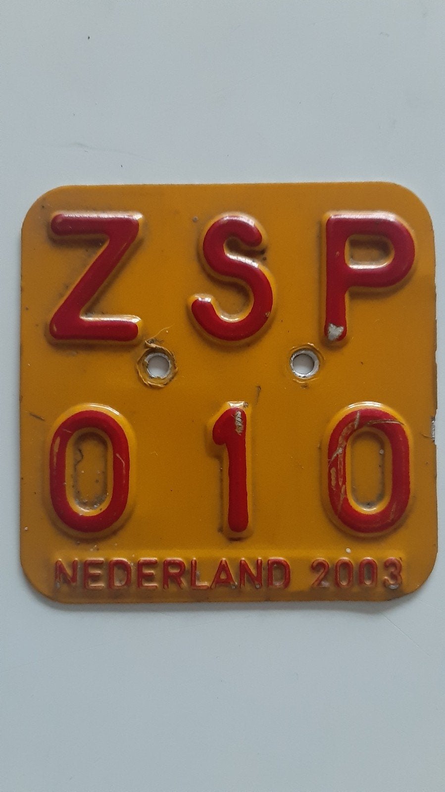 Origineel bromfiets kentekenplaatje met de code zsp-010, Ophalen of Verzenden, Gebruikt