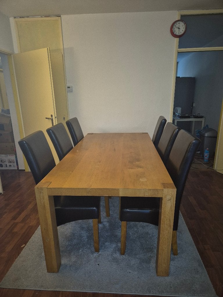 Tafel met 6 stoelen, Huis en Inrichting, Ophalen, Gebruikt, 4 tot 6 stoelen